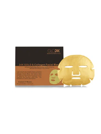 Glo24k Women's 5-piece 24k Gold & Collagen Facial Mask Set In White