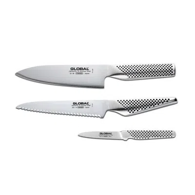 Global 3 Piece Kitchen Knife Set, 6-inch Chef's, 6-inch Utility, 3-inch Paring In Silver