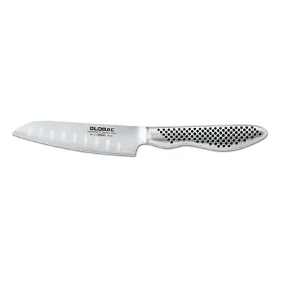 Global 4 Inch Hollow Ground Santoku Knife In Silver