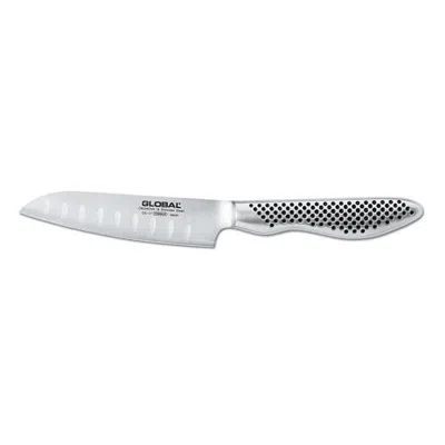 Global 4 Inch Hollow Ground Santoku Knife In Silver
