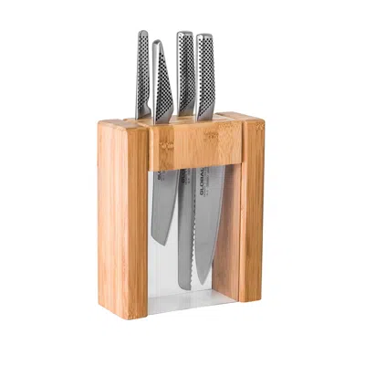 Global 5-piece Teikoku Knife Block Set In Silver