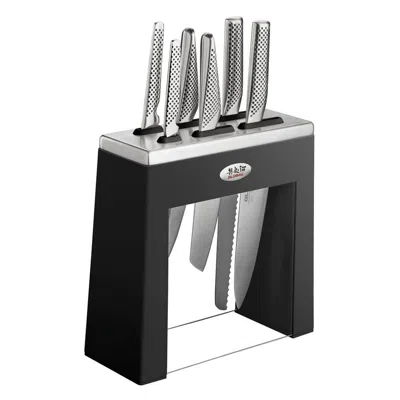 Global 7-piece Kabuto Knife Block Set In Black