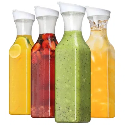 Global Bazaar 4 Pack 50oz Water Carafes With Flip Top Lids