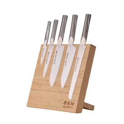 Global Bitoku Ukon Essentials 6 Piece Knife Set With Magnetic Block In Multi
