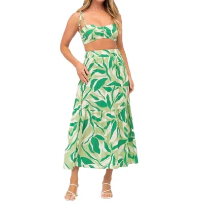 Global Fashion House Dominique High Waist Maxi Skirt In Multi In Green