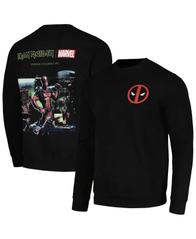 Global Merch Men's Black Deadpool Iron Maiden Sweatshirt