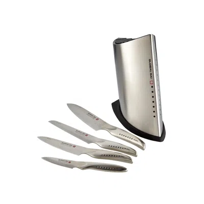 Global Sai 5 Piece Knife Block Set In Metallic
