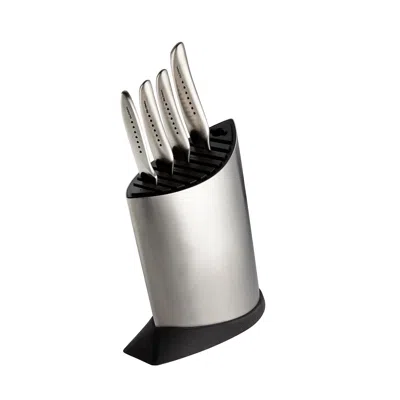 Global Sai 5 Piece Knife Block Set In Silver