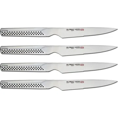 Global Ukon 4 Piece Steak Knife Set In Silver