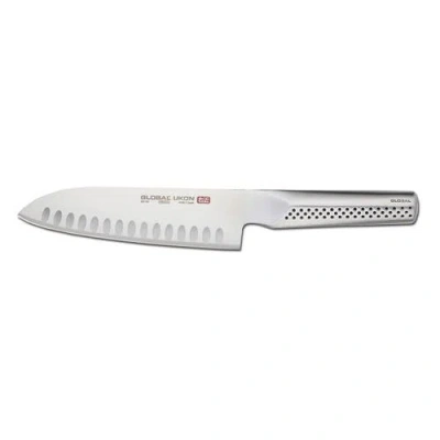 Global Ukon 7 Inch Hollow Ground Santoku Knife In Silver