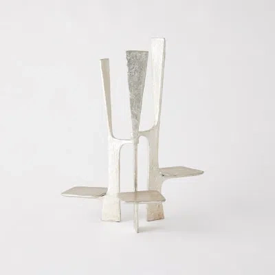 Global Views 17'' H Metal Tabletop Pillar In Silver