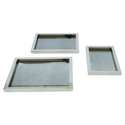 Global Views 3 Piece Stepped Nesting Tray Set-nickel