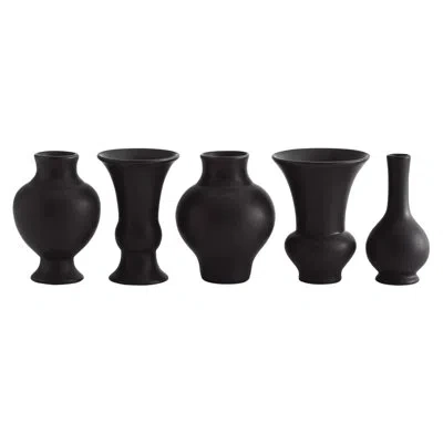 Global Views 5 Piece Mini Chinoise Vase Set-matte Black