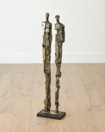 Global Views Abstract Couple Sculpture Set In Gold