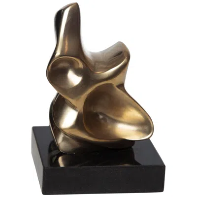 Global Views Abstract Figural 6 1/4" High Brass And Marble Sculpture In Brown