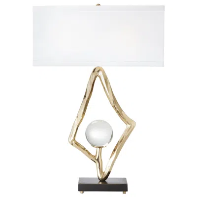 Global Views Abstract Lamp W/6" Crystal Sphere-brass In White