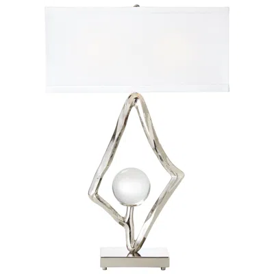 Global Views Abstract Lamp W/6" Crystal Sphere-nicke In White