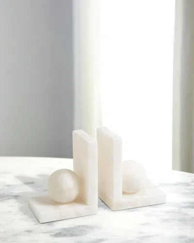 Global Views Alabaster Ball Bookends Pair In White