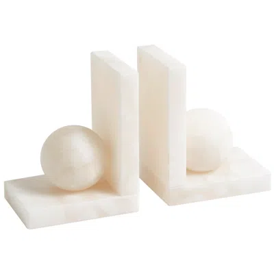 Global Views Alabaster Ball Bookends-pair In Neutral