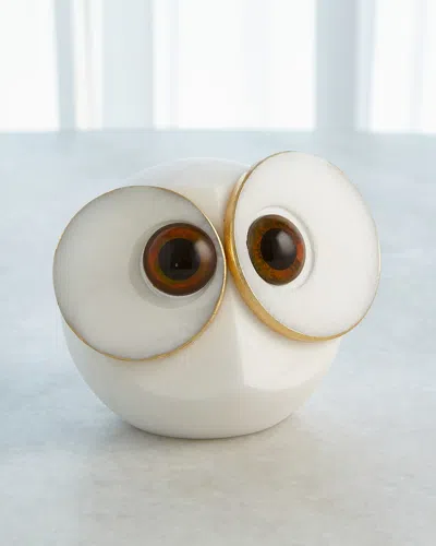 Global Views Alabaster Big Eyed Large Owl In White