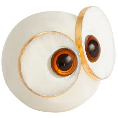 Global Views Alabaster Big Eyed Owl-med In White