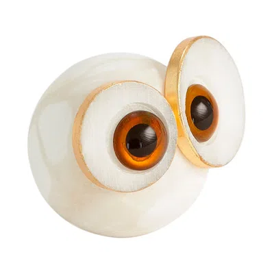 Global Views Alabaster Big Eyed Owl-sm In White