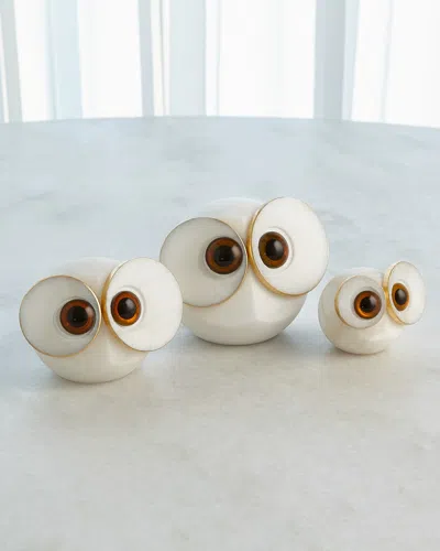 Global Views Alabaster Big Eyed Small Owl In Neutral