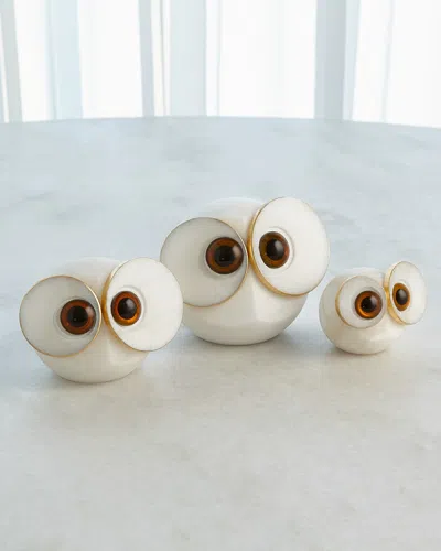 Global Views Alabaster Big Eyed Small Owl In Cream