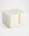 Global Views Alabaster Coasters W/ Holder, Set Of 8 In White