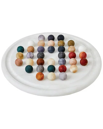 Global Views Alabaster Solitaire Game Set In White