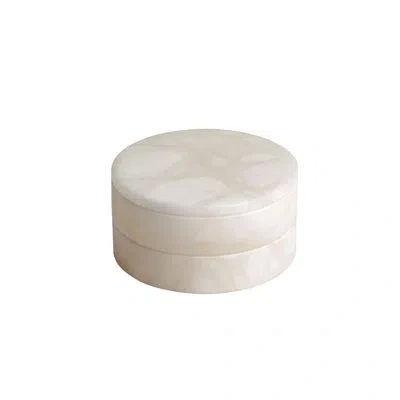 Global Views Alabaster Swivel Box-white