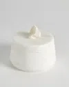 Global Views Alabaster Tapered Round Box W/ Rock Finial In White
