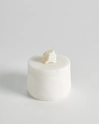 Global Views Alabaster Tapered Small Round Box W/ Rock Finial In White