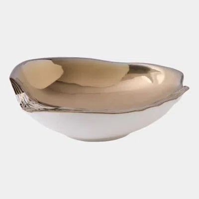 Global Views Altered Whelk-bronze 5"h X 13"w X 16"d Decorative Bowl In Gold;white