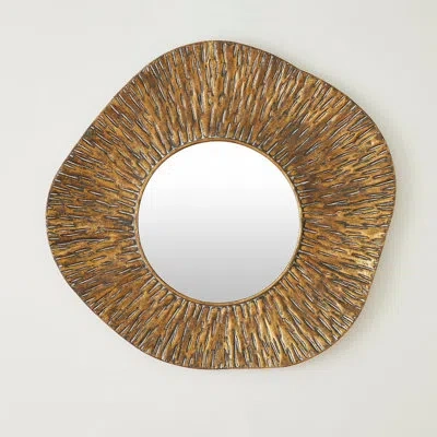 Global Views Ameba Wall Mirror-antique Gold In Brown