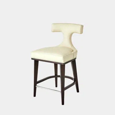 Global Views Anvil Back Counter Stoolblack Leather In Ivory Leather