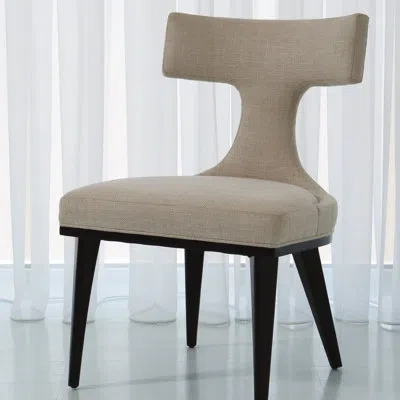Global Views Anvil Back Dining Chair-woven In Beige