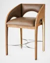 Global Views Arches Leather 34.5" Counter Stool In Brown