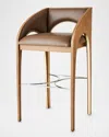 Global Views Arches Leather 42.5" Bar Stool In Brown