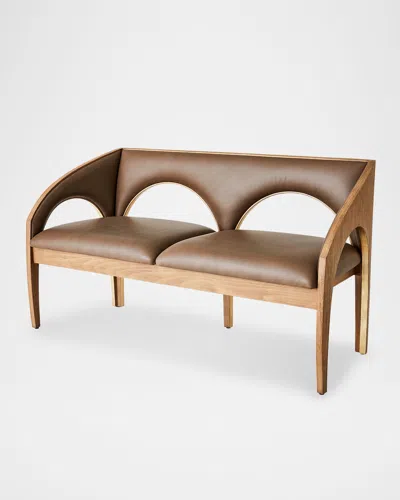 Global Views Arches Leather Bench, 54.5" In Brown