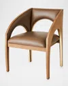 Global Views Arches Leather Dining Arm Chair In Brown