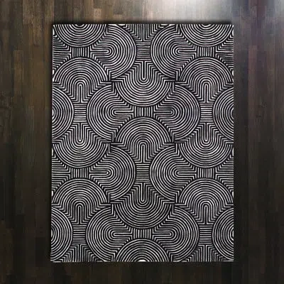Global Views Arches Rug-black/ivory In Black;ivory