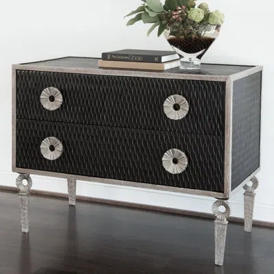 Global Views Artisan Chest In Black;silver