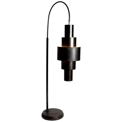 Global Views Babylon Bronze Metal Arc Floor Lamp In Black