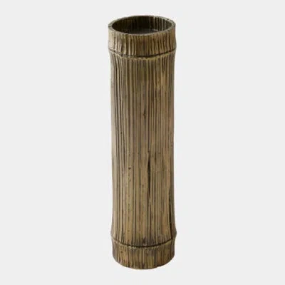 Global Views Bamboo Candle Holder-faux Brass-med In Gold