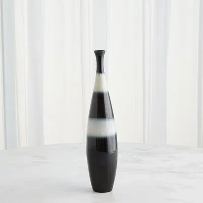 Global Views Banded 13"h X 3.5"d  Handmade Porcelain Decorative Bottle In Black,white