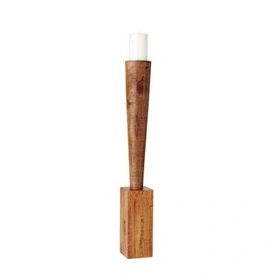 Global Views Bangou Floor Pillar Holder-lg In Brown