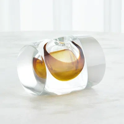 Global Views Barrel Glass Table Vase In Amber,clear