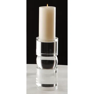 Global Views Bipolar 9" High Polished Crystal Pillar Candle Holder
