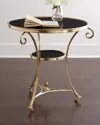 Global Views Black Granite Side Table In Brass/black